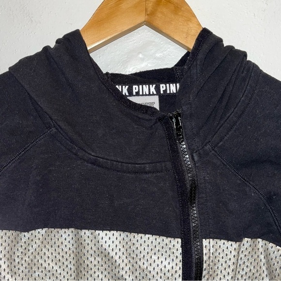 PINK Victoria’s Secret High Low Reflective Zip Up Hoodie Sweatshirt Size Small - Picture 3 of 8